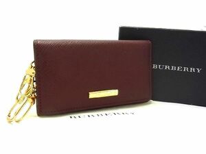 ■新品■未使用■ BURBERRY バーバリー 4連 キーケース 鍵入れ 札入れ レディース メンズ ボルドー系 AN5258