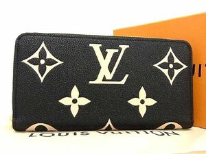 ■新品同様■ LOUIS VUITTON ヴィトン M80481 モノグラムアンプラント ジッピーウォレット ラウンドファスナー 長財布 ブラック系 AP0228