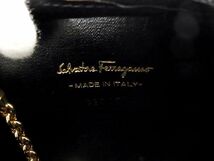 ■新品同様■ SalvatoreFerragamo フェラガモ ヴァラリボン リザード型押しレザー ポーチ 小物入れ マルチケース ブラック系 BE1656_画像4