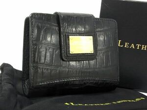 ■極上■本物■新品■未使用■ LEATHER JEWELS レザージュエルズ クロコダイル 二つ折り 財布 ウォレット レディース ブラック系 BE2214