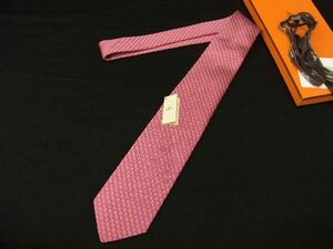 # новый товар # не использовался # HERMES Hermes шелк 100% общий рисунок галстук бизнес джентльмен мужской розовый серия AN7600