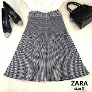 ZARA ザラ　ギンガムチェック　スカート　プリーツスカート　Sサイズ　ブラック