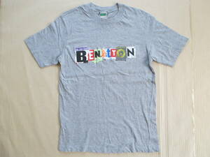  postage 180 jpy UNITED COLLORS OF BENETTON short sleeves punk Logo print T-shirt gray S width of a garment 47cm Italy made Benetton 