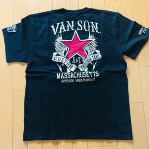 バンソン VANSON レッドスター 星 半袖Tシャツ プリント 刺繍 黒 XLサイズ 未使用