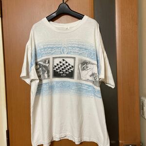 希少 90s『M.C.ESCHER』USA製VINTAGE騙し絵プリントT-SH XL エムシーエッシャー アートT ヴィンテージ ビンテージ 古着 ANDAZIA社製