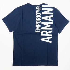 新品正規品 Emporio Armani エンポリオ アルマーニ SWIM 211818 3R476 クルーネック ブランド バック ロゴ Tシャツ ネイビー S