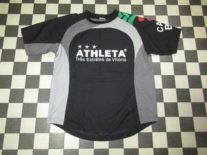 ★アスレタ/ATHLETA★良品　L　黒　ロゴプリント半袖ピステ