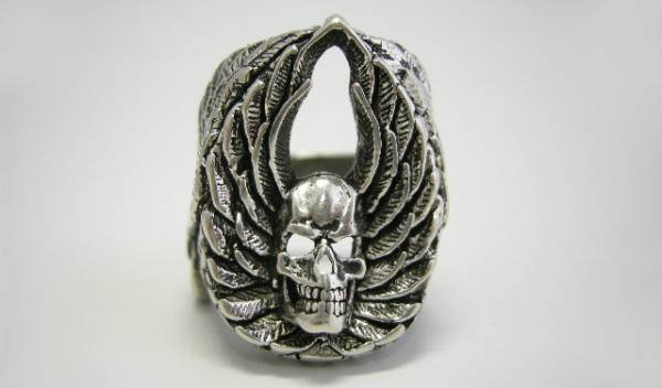 G&S USA 80s ヴィンテージ リング イーグル スカル ドクロ 骸骨 ウィング バイカーリング VINTAGE デッドストック BIKER RING
