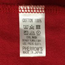 送料込 Pherrow's 日本製 前V Tシャツ XLサイズ 赤系 USED フェローズ メンズ 半袖 無地 Tシャツ アメカジ 古着 made in japan_画像6