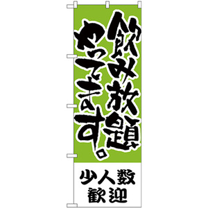 のぼり旗 2枚セット 少人数歓迎 飲み放題 H-421