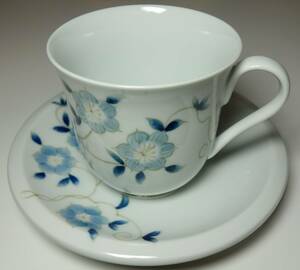 Art hand Auction Période Heisei Romance Illustration de fleurs peintes à la main Tasse à café et soucoupe Main rare, céramique japonaise, La céramique en général, porcelaine colorée