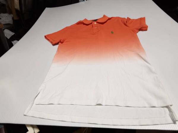 送料無料 ポロ ラルフローレン POLO RALPH LAUREN ポロシャツ 半袖 鹿の子オレンジグラデーション Sサイズ