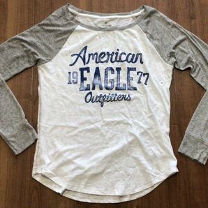 American Eagle ラグラン丈 ベースボールTシャツ Mサイズ★アメリカンイーグル ロンT グレーの画像1