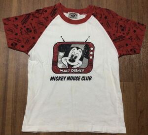 USA輸入古着★ミッキーマウス ラグランTシャツ Sサイズ★赤 Mickey Mouse club ディズニー