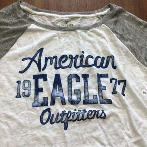 American Eagle ラグラン丈 ベースボールTシャツ Mサイズ★アメリカンイーグル ロンT グレーの画像2