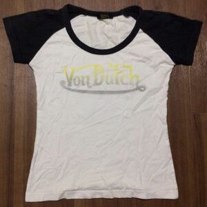 Von Dutch ラグラン丈 Tシャツ Mサイズ★ボンダッチ レディース 黒