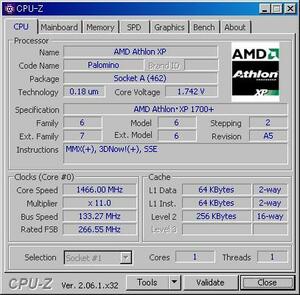 AMD Athlon XP 1700+ (AX1700DMT3C) Socket A (Socket462) ★中古正常品★