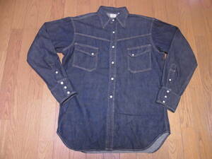 237-135/濃紺/WARE HOUSE/ウエアハウス/ロングホーンタイプデニムウエスタンシャツ/LONG HORN TYPE DENIM WESTERN SHIRTS/16/L