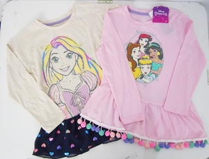  новый товар # Disney Princess девочка рубашка с длинным рукавом 2 шт. комплект 7 / 7 лет 130 симпатичный *