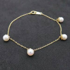 [ free shipping ] beautiful goods VENDOME AOYAMA Vendome Aoyama 4P pearl yellow gold bracele K18 SH65