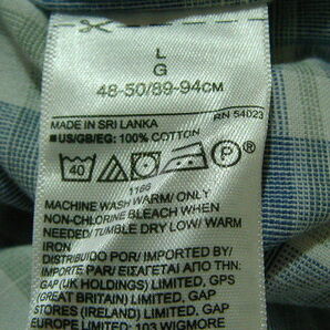 ssy6757 GAP ギャップ 半袖 コットンシャツ ブルーグレー×ホワイト ■ チェック柄 ■ ボタンダウン Lサイズの画像10