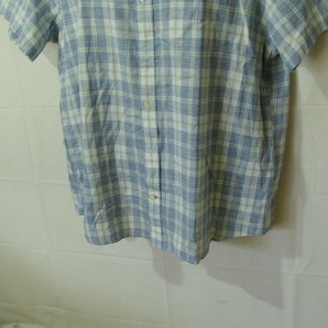 ssy6757 GAP ギャップ 半袖 コットンシャツ ブルーグレー×ホワイト ■ チェック柄 ■ ボタンダウン Lサイズの画像3