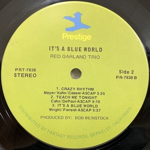 ●即決LP Red Garland Trio / It's A Blue World Prt7838 j37716 米盤、草Stereo Rvg刻印無しです レッド・ガーランドの画像3