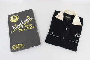 50's KING LOUIE by Holiday ビンテージ復刻 ボーリングシャツ S ブラック 黒 レーヨン COFFE SHOP キングルイ 東洋エンタープライズ toyo