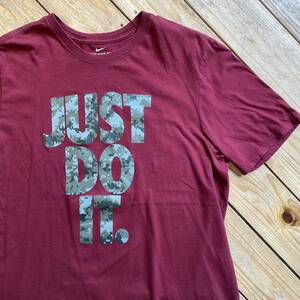 USA古着 NIKE ナイキ Tシャツ 半袖 メンズ Lサイズ えんじ JUST DO IT デジタルカモ プリント アメカジ カジュアル アメリカ仕入 T2167