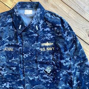 USA古着 US NAVY ミリタリーシャツ ジャケット デジタルカモ メンズ M-S ネイビー アメリカ軍 迷彩Working Uniform アメリカ仕入 J2616