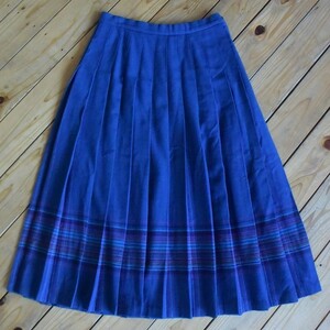 USA old clothes pen dollar ton Pendleton pleated skirt lady's 8 size wool medium retro Vintage Made in USA blue P0701