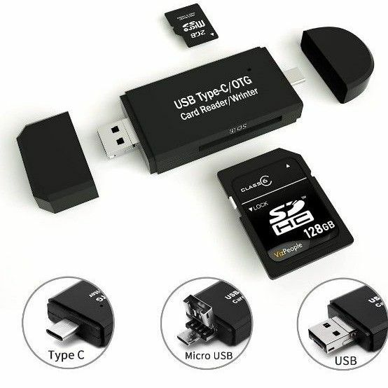 Type-C/Micro usb/USB 3in1】メモリカードリーダー SDメモリーカードリーダー 