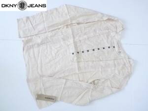 新品 DKNY JEANS ダナキャラン ジーンズ★アイボリー　肩から袖口まで透かしレース　長袖 シャツ ブラウス　M