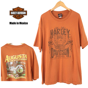 US輸入 HARLEY-DAVIDSON Tシャツ ORGASTA ゴルフ 両面プリント ブラウン(XL)