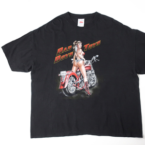 US輸入 BAD BOYS TOYS Tシャツ TENNESSE RIVER モーターサイクル/セクシーガール 黒(2XL)