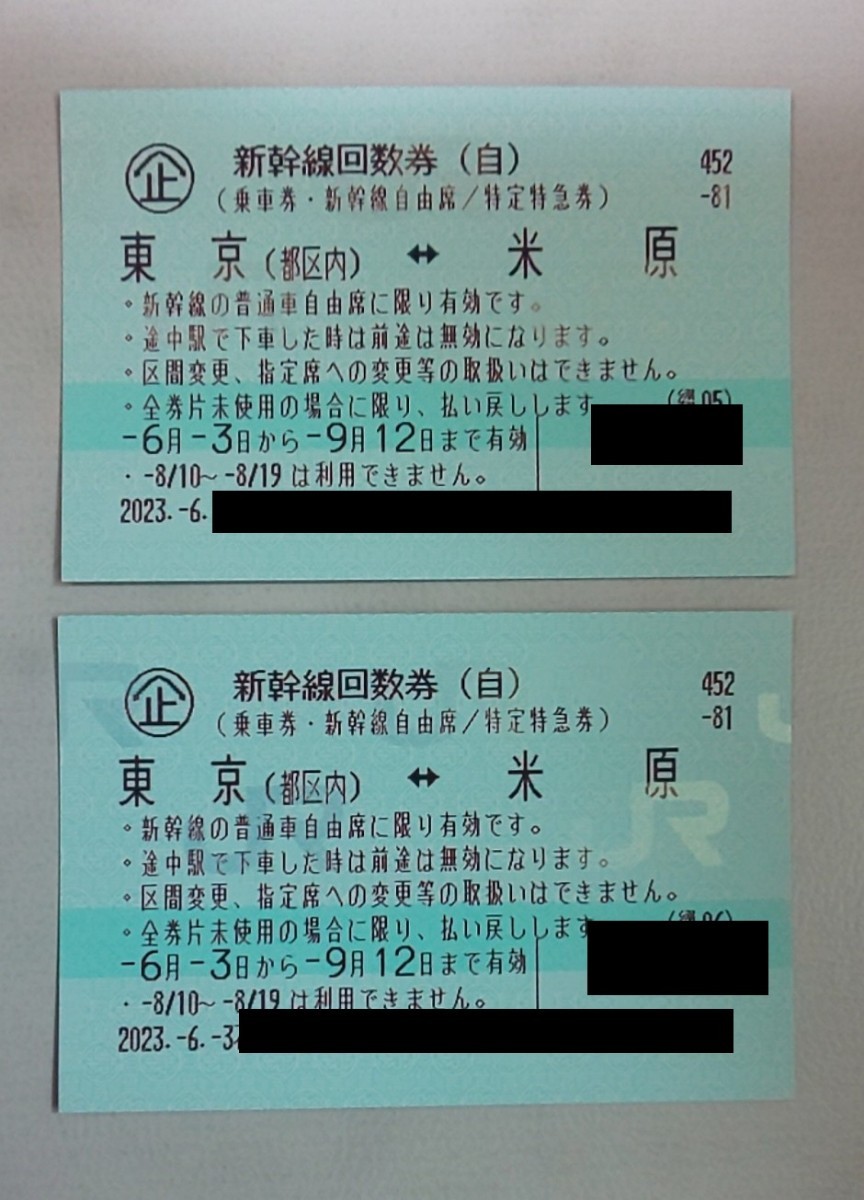 大黒屋】送料無料!!☆新幹線東京-三島自由席2枚有効期限2023年10月29日