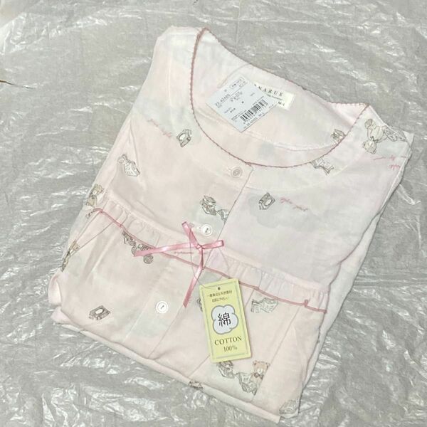 Sale♪新品☆ナルエー かわいい半袖パジャマ Wガーゼ M〜Lサイズ☆くま ピンク