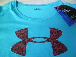 UNDER ARMOUR 　KEEPS YOU COOL 新品　 綺麗なブルーのデカロゴＴシャツ　１５０～１６０