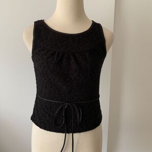 Ozz On オッズオン ノースリーブ 黒 ウエストに飾り紐