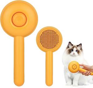 ペット用ブラシ 猫 ブラシ 犬用ブラシ ペットヘアクリーナーブラシ ペットコーム 猫 毛取り ワンプッシュ式 皮膚に優しい 犬猫通用