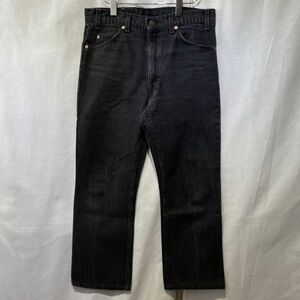 希少! 90s Levi’s 517 USA製 ブラックデニム W34 オレンジ Rタブ フレアパンツ ブーツカット ビンテージ 黒 リーバイス 80s