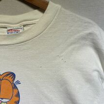 90s Garfield メッセージ Tシャツ L HANES BEEFY 綿100 ビンテージ ガーフィールド キャラ アニメ_画像5