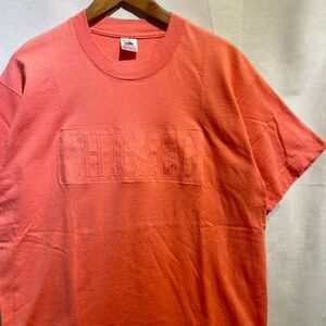 90s “CHICAGO” Tシャツ サーモンピンク USA製 型押し ヴィンテージ fruit of the loom 綿100 L 80s