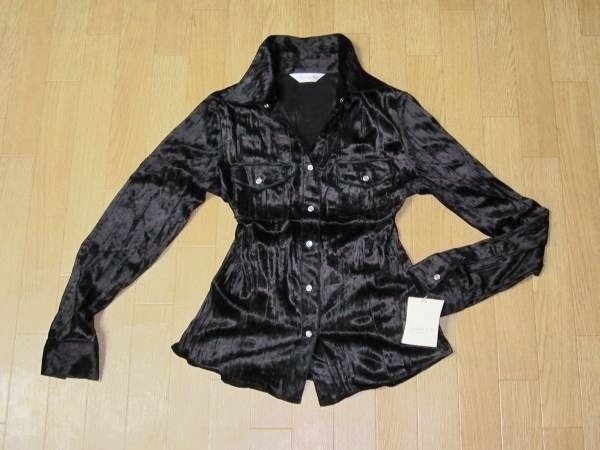 ◆新品◆ストレッチ!ベロアシャツ 黒 11号(M~L)2448 閉店セール