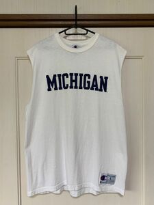 90s Champion MICHIGAN USA製 ノースリーブ タンクトップ Tシャツ リバースウィーブ 80s バスケ