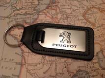 送料無料 PEUGEOT CAR KEYRING Leather プジョー レザー キーリング キーホルダー 車 カー アクセサリー_画像1