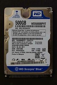 【中古】 wd5000bpvt デルScorpio Blue 500?GB 5400?RPM 2.5? SATAハードド