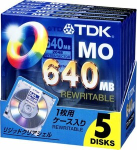 【中古】 TDK 3.5MO 640MB アンフォーマット5枚パック MO-R640X5A