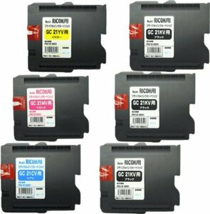 【中古】 RICOH リコー 【6個】GC21V カラー4色セット+黒2個 Mサイズ リサイクルインク RICOH GE