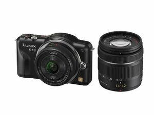 【中古】 パナソニック ミラーレス一眼カメラ LUMIX GF3 ダブルレンズキット エスプリブラック DMC-GF3W